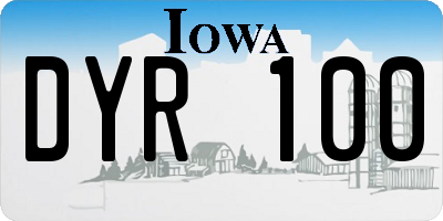IA license plate DYR100