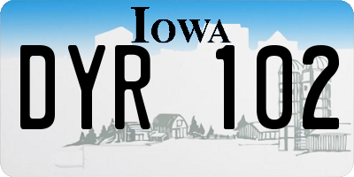 IA license plate DYR102