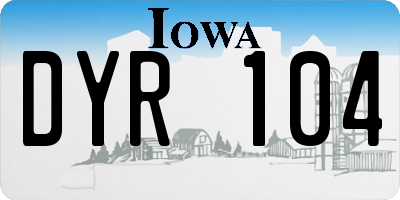 IA license plate DYR104