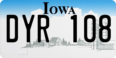 IA license plate DYR108