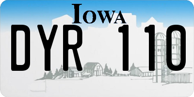 IA license plate DYR110