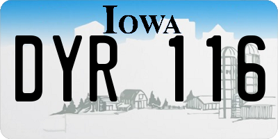 IA license plate DYR116