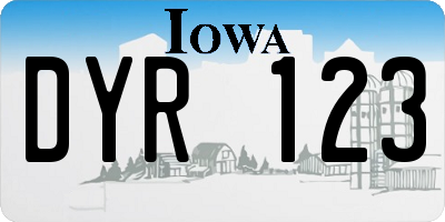 IA license plate DYR123