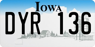 IA license plate DYR136