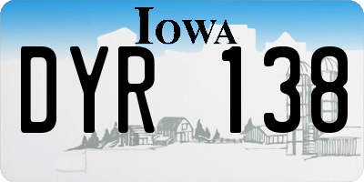 IA license plate DYR138