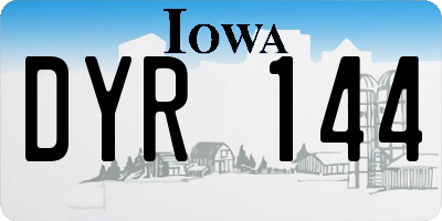 IA license plate DYR144