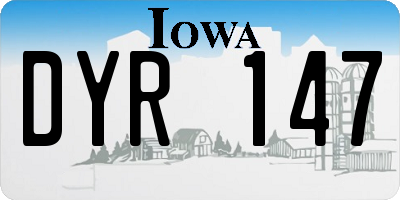 IA license plate DYR147