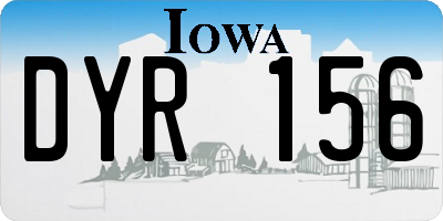 IA license plate DYR156