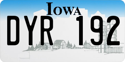 IA license plate DYR192