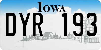 IA license plate DYR193