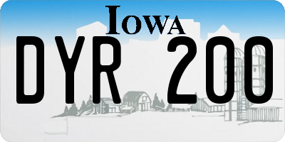 IA license plate DYR200