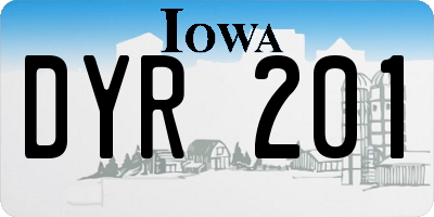 IA license plate DYR201