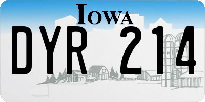 IA license plate DYR214