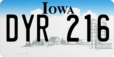 IA license plate DYR216