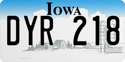 IA license plate DYR218