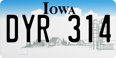 IA license plate DYR314
