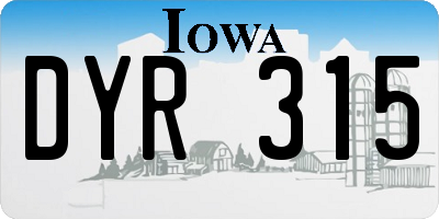 IA license plate DYR315
