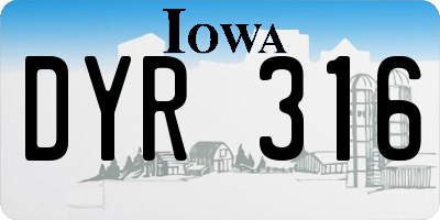 IA license plate DYR316