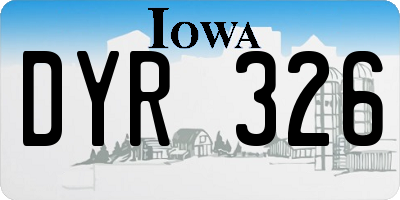 IA license plate DYR326