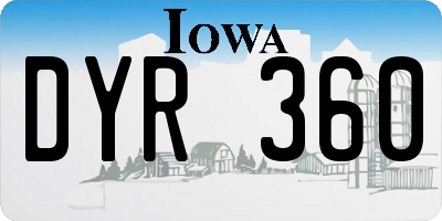 IA license plate DYR360