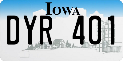 IA license plate DYR401