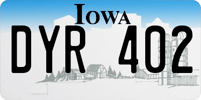 IA license plate DYR402