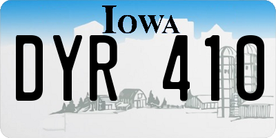 IA license plate DYR410