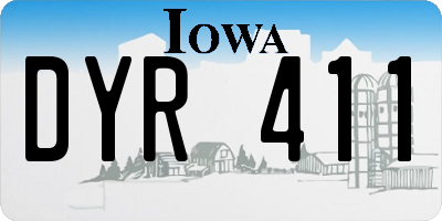 IA license plate DYR411