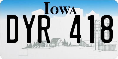 IA license plate DYR418