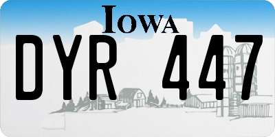 IA license plate DYR447