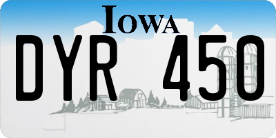 IA license plate DYR450