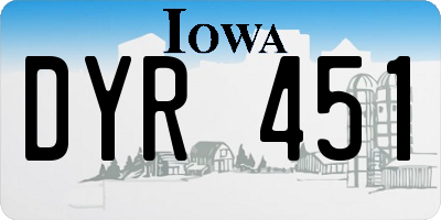IA license plate DYR451