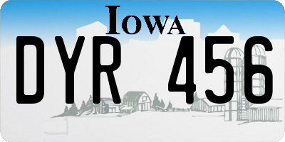 IA license plate DYR456