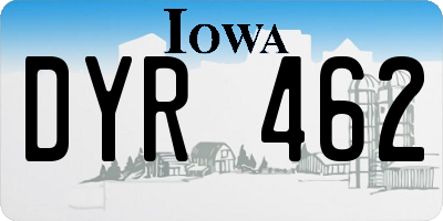 IA license plate DYR462