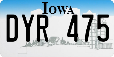 IA license plate DYR475