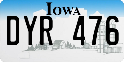 IA license plate DYR476