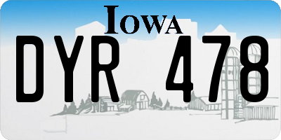 IA license plate DYR478