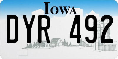 IA license plate DYR492