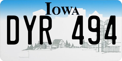 IA license plate DYR494