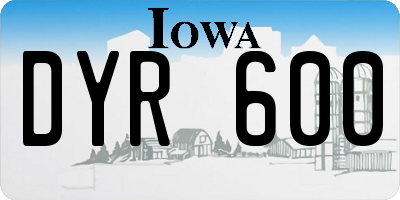 IA license plate DYR600