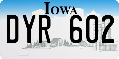 IA license plate DYR602