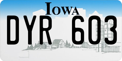 IA license plate DYR603