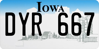 IA license plate DYR667