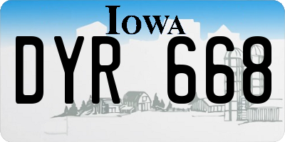 IA license plate DYR668