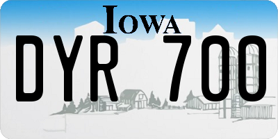 IA license plate DYR700