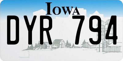 IA license plate DYR794