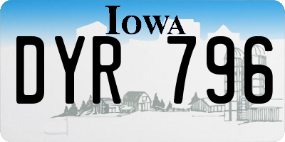 IA license plate DYR796