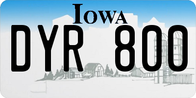 IA license plate DYR800