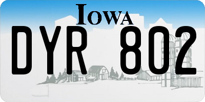 IA license plate DYR802