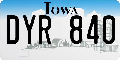 IA license plate DYR840